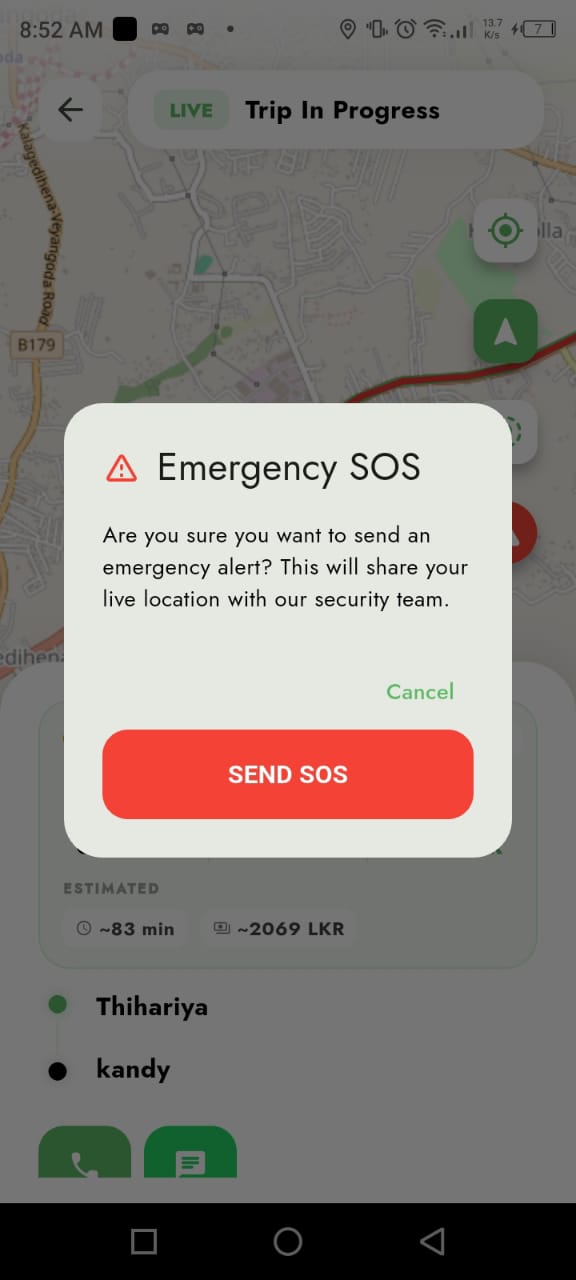 On The Way one-tap Emergency SOS confirmation